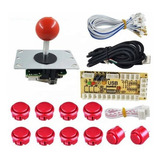 Kit Arcade Rojo Botones T/sanwa E Interface - Envio Gratis