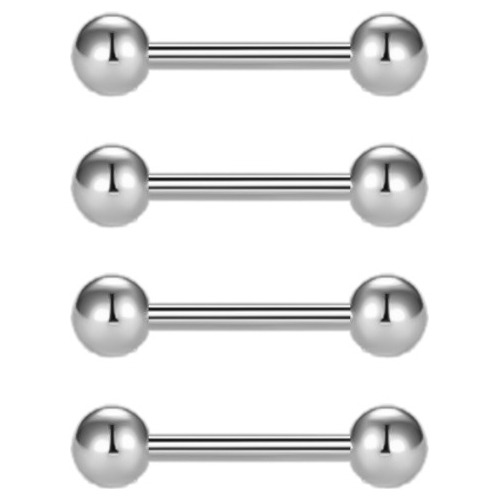 Piercing Pezon Nipple Lengua 27mm X 6mm 14g Silver 4 Plugs