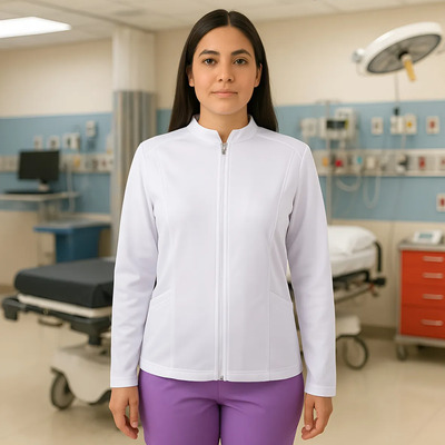 Cubrepolvo Y Enfermería Dama - Moda Laboral Blanco Lisa Eg