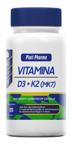 Vitamina D3 5.000ui + Vit K2 150mcg - 120 Cápsulas