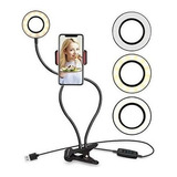 Luz Led Selfie Aro Redondo Soporte Celular Usb Control