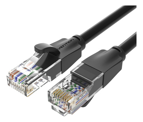 Cable De Red Vention Cat6 Certificado - 3 Metros - Premium Patch Cord - Utp Rj45 Ethernet 1000 Mbps - 250 Mhz - Cobre - Pc - Notebook - Servidores - Negro - Ibebi