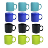 12 Tazas Para Café Y Té De Colores 360 Ml