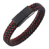 Pulsera De Hombre Cuero Broche Acero Inoxidable Con Iman