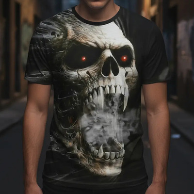 Imponente Playera Casual Calavera Camisa Camiseta Varonil Negro 58 - 75 Kg Estampado