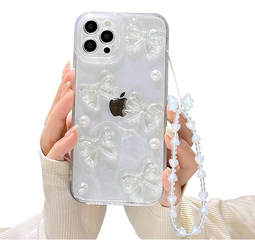 Funda Celular Mariposa Mujer Brillosa Colgante Para iPhone