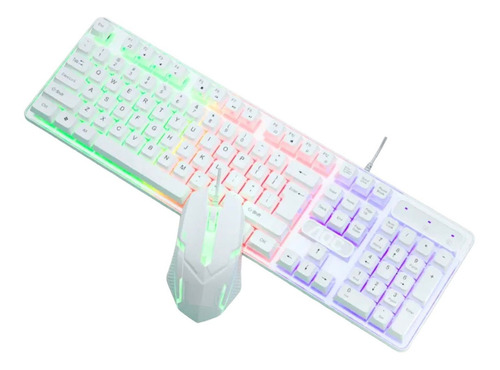 Kit Teclado Y Mouse Alambricos Usb Luz Led Rgb Gamer Pc