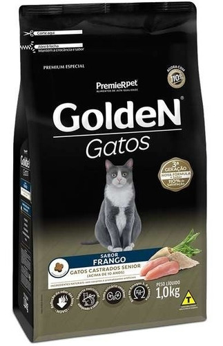Golden Gatos Adulto Castrados Sênior Frango 1kg