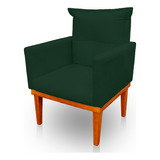 Cadeira Poltrona Sala Base Madeira Reforçada Suede Verde