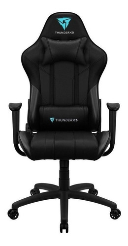 Cadeira De Escritório Thunderx3 Ec3 Gamer Ergonômica  Preta Com Estofado De Pu