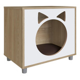 Casa Pet Para Gato Oak Com Almofada Marrom Completa Móveis