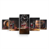 Reloj De Pared Poliptico Cuadro Moderno Vino Tinto Bodega