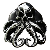 Anillo Pulpo Kraken Calavera Craneo Acero Color Negro Hombre