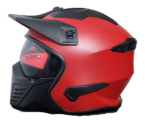 Casco Abierto Avx Fs 726 Rojo Negro Mate Visor Oscuro Tmr