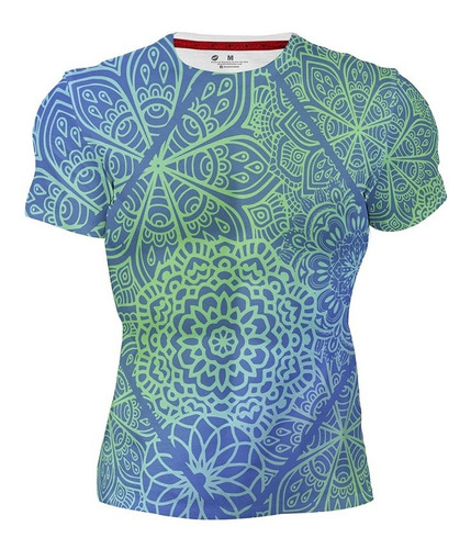 Playera Sublimada Mandala Azul 100% Full Print 