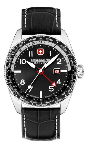 Reloj Swiss Military Smwgb0000504 Para Hombre Cristal Zafiro Color De La Malla Negro Color Del Bisel Negro/blanco Color Del Fondo Negro