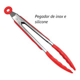 Pegador Silicone Carne Churrasco Cozinha Pinça Culinari 30cm