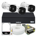 Kit Cftv 3 Câmeras Segurança Full Hd 1080p 2mp Dvr Intelbras