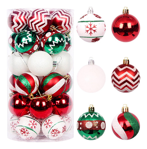 30pcs 6cm Esferas Navideñas Blanco Dorado Decorativa Navidad