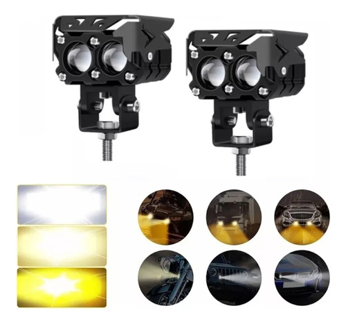 Par Faros De Lupa 120w Doble Color Spot Luz Para Auto Moto