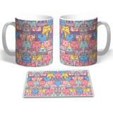 Taza Cerámica  Gatitos + Caja Para Regalo