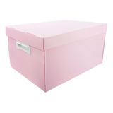 Caixa Organizadora Grande Rosa Pastel Polibrás