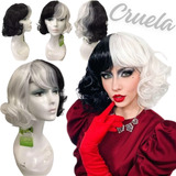 Peruca De Fibra Orgânica Cruela Dalmatas Personagem+ Wig Cap