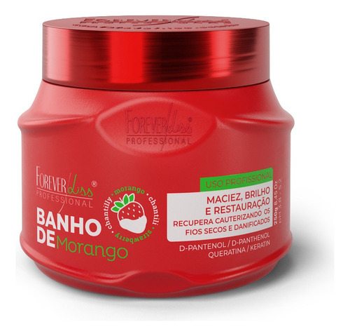 Máscara Banho De Verniz Morango  Forever Liss 250gr Fragrância Do Tratamento Morango Cor De Cabelo Todas