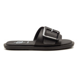 Sandalias Slides Gravagna Con Logo En Color Negro Para Mujer