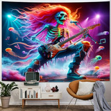 Tapestry Rockero Esqueleto Musical, Compatible Con Decoració
