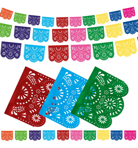 Papel Picado - Enramada Plástico Destello Floral 