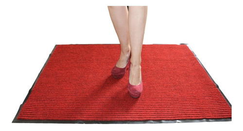 Tapete Alfombrado Rojo Para Secado De Zapatos En Entradas