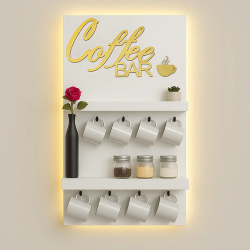 Repisa Organizador Estacion De Café Coffee Bar Led 55 X 95