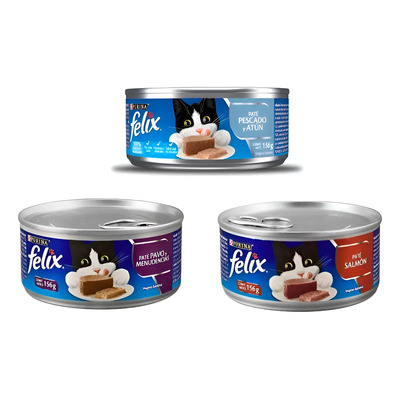 Felix Paté Salmón, Pavo Y Atún Gato Adulto 24 Latas 156g