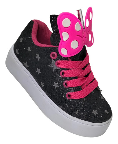 Tenis Casual Choclo Niña Estrellas Brillos Moño Moda Oferta