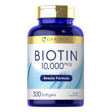 Biotina 10,000mcg Con 300 Softgels Carlyle Hecho En Usa