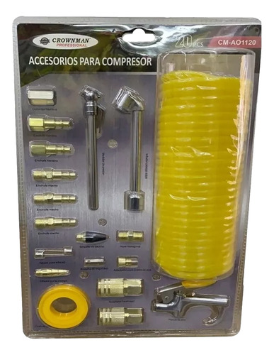 Accesorios Compresor 20 Piezas Pistola Aire Niple Enchufe