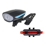 Combo Luz Delantera Bocina Y Luz Roja Trasera Recargable Usb