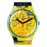 Reloj Swatch Hollywood Africans By Jm Basquiat Color De La Correa Amarillo Color Del Bisel Azul Color Del Fondo Amarillo