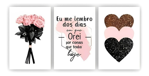 Quadro Decorativo Sala Flores Rosas Religioso Frases 40x60cm