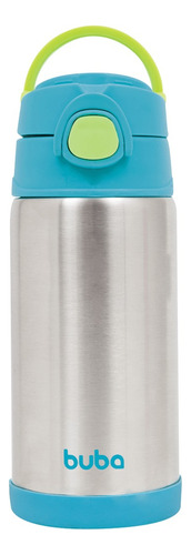 Garrafa Térmica Infantil 400ml De Inox Com Canudo Buba Cor Azul