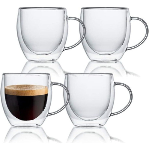Kitchentour Insulated Coffee Mug 8 Oz- Double Wall Glass  Aa