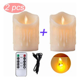 2pcs Luz De Vela Led Recargable Decorativa