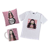 Remera Nezuko Kamado Demon Slayer Combo Con Taza Y Almohada