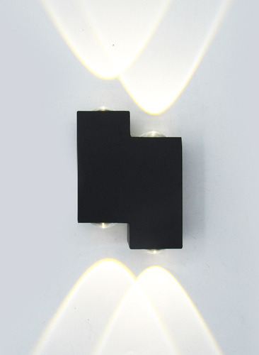 Foco Led Luz Calida Aplique Muro Doble Exterior Geometrico
