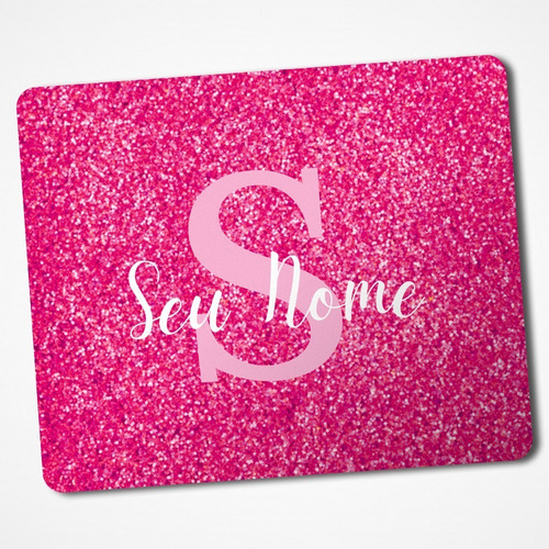 Mouse Pad Nome Personalizado Efeito Glitter Seu Nome Aqui