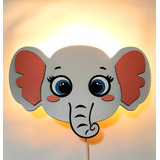 Lámpara Velador De Pared Elefante En Madera Mdf Fibroplus