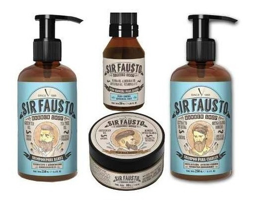 Set Sir Fausto Shampoo Barba +  Sh Pelo  +cera X 100 + Oleo 