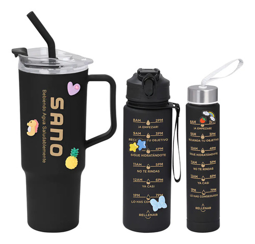 Botella De Agua Deportiva 3n1 Motivacional C Stickers | MercadoLibre