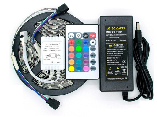 Cinta Led 5050 Rgb Kit 5mt Control Secuencia Adaptador Supli